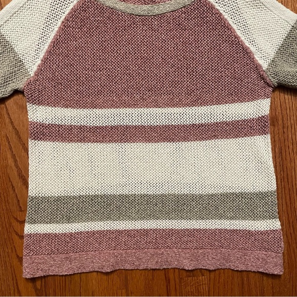 Kinross S/S Mesh Bloom Multi Stripe Cotton Pullover size L - Picture 5 of 13